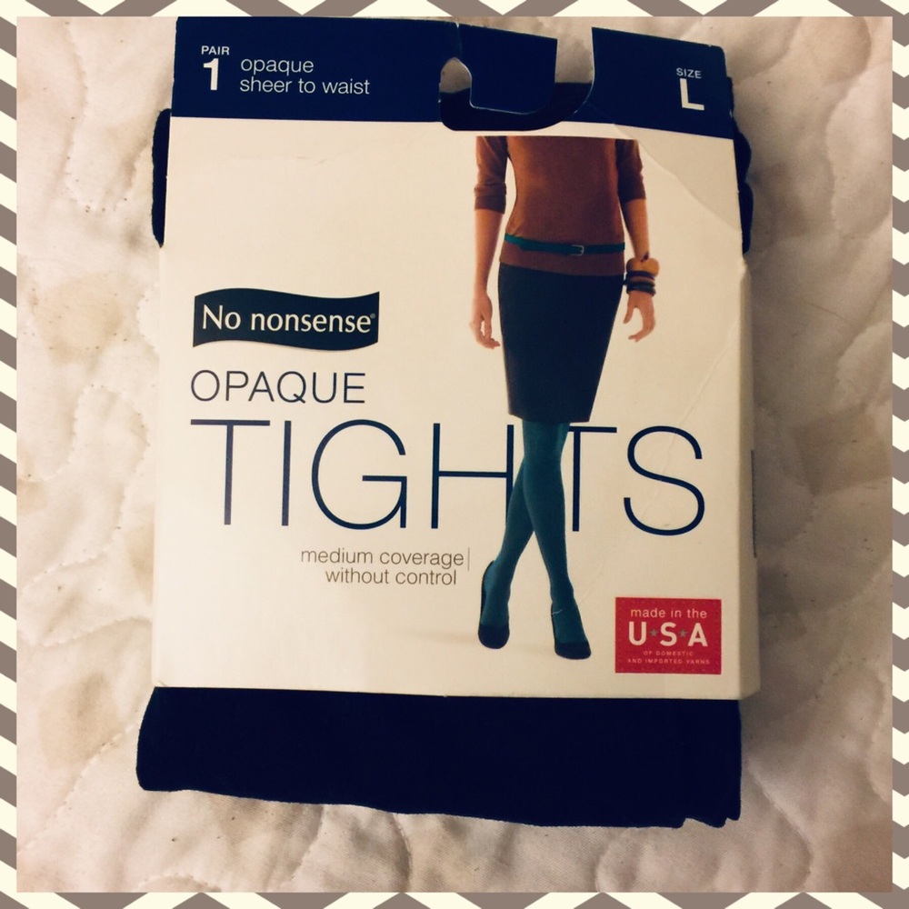NO NONSENSE Silky Opaque Black Tights Size L
